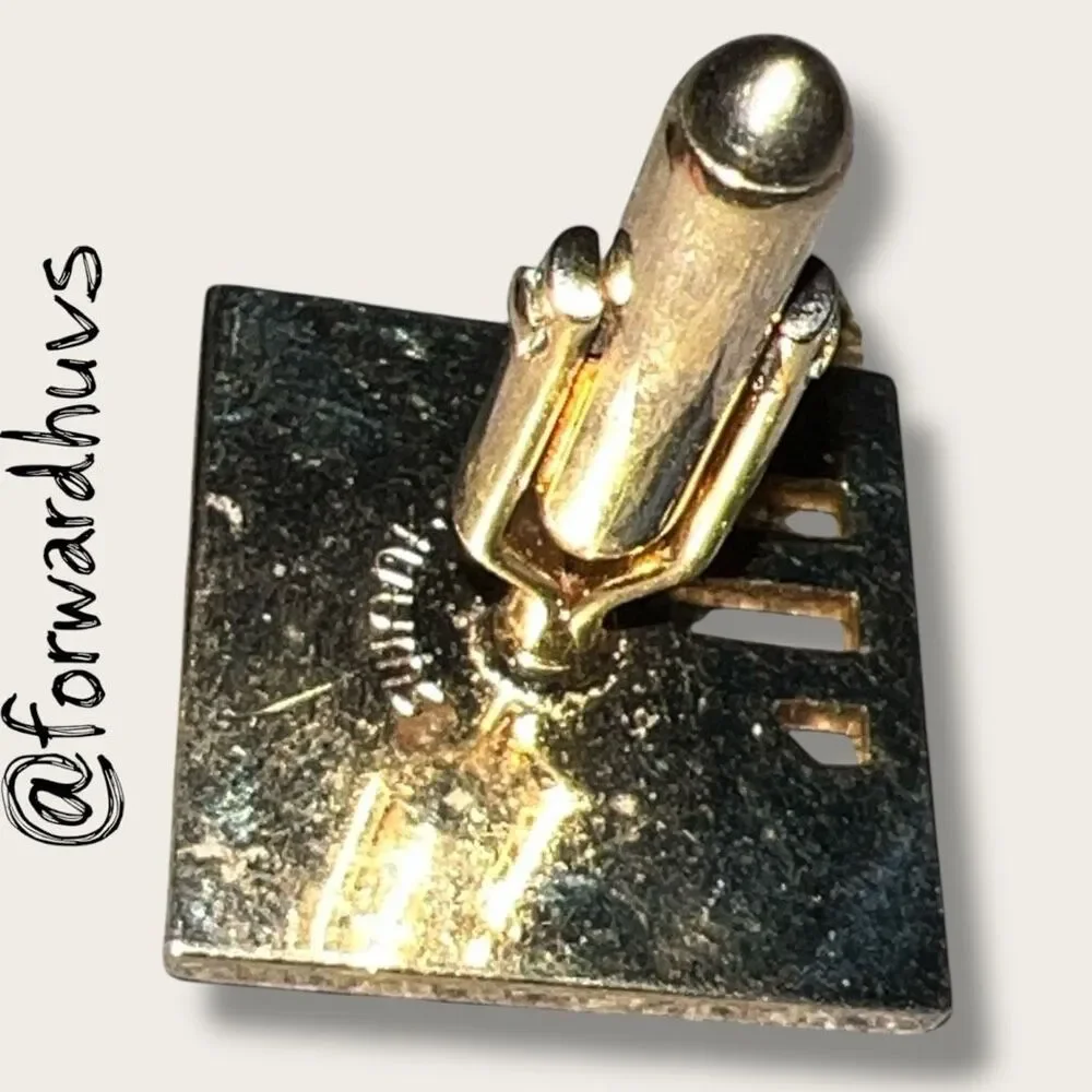 Swank Gold Tone Cufflinks – 3/4” Cutout Stripe Design